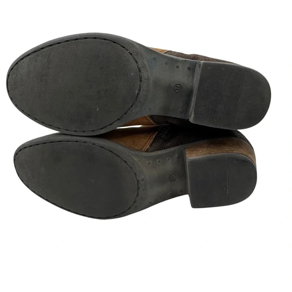 Miz Mooz Tan and Brown Leather Ankle Booties - Size 37/ US 6.5-7
